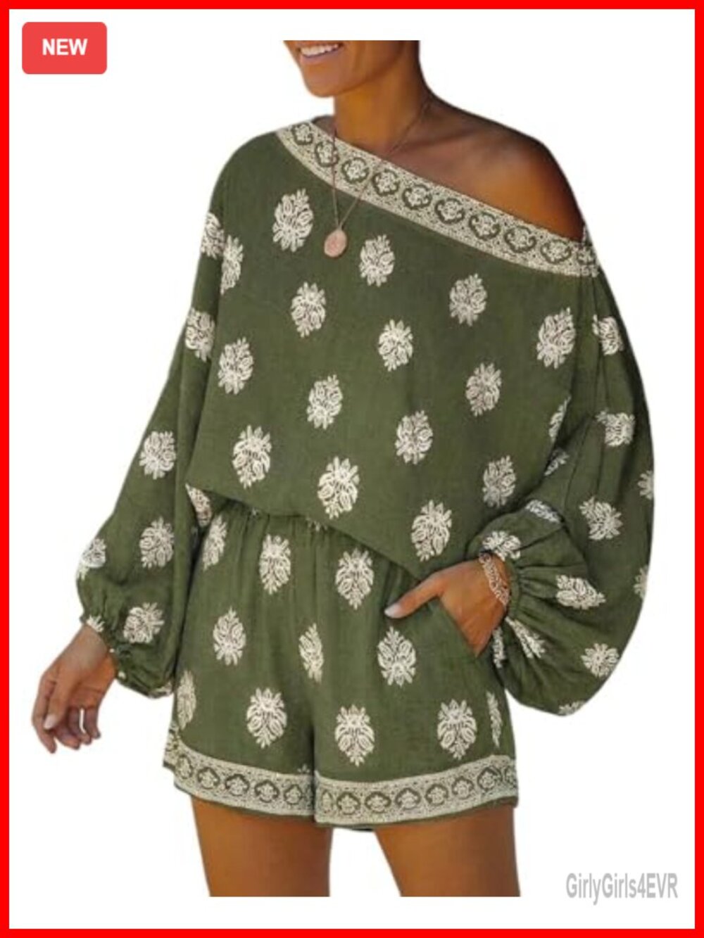 Women's Linen Blend 2 Piece Shorts Set Off Shoulder Vacation Outfit